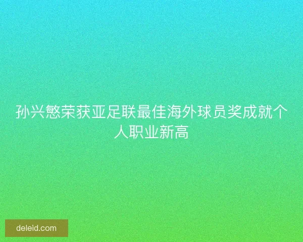 孙兴慜荣获亚足联最佳海外球员奖成就个人职业新高