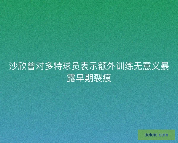 沙欣曾对多特球员表示额外训练无意义暴露早期裂痕